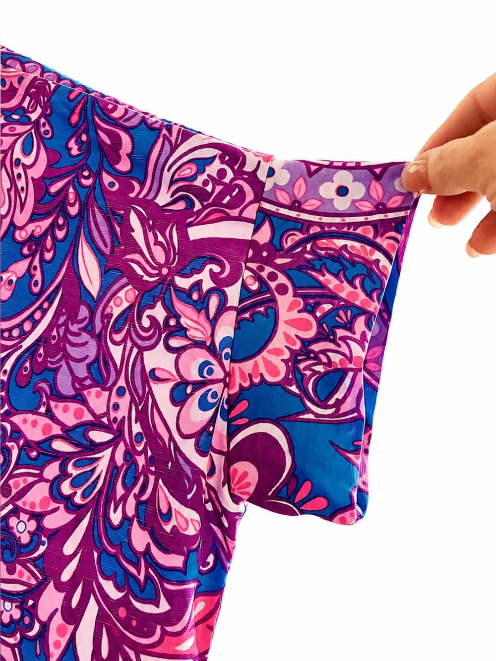 🆕 Plus Size Purple & Pink Paisley Bulgari Boat Neck Tunic Blouse XL-3XL - Picture 2 of 3